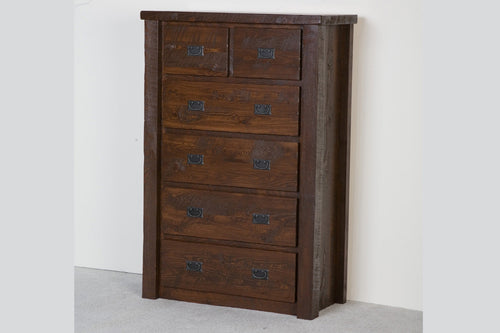 Barnwood 6 Drawer Chest - dark finish reclaimed barnwood