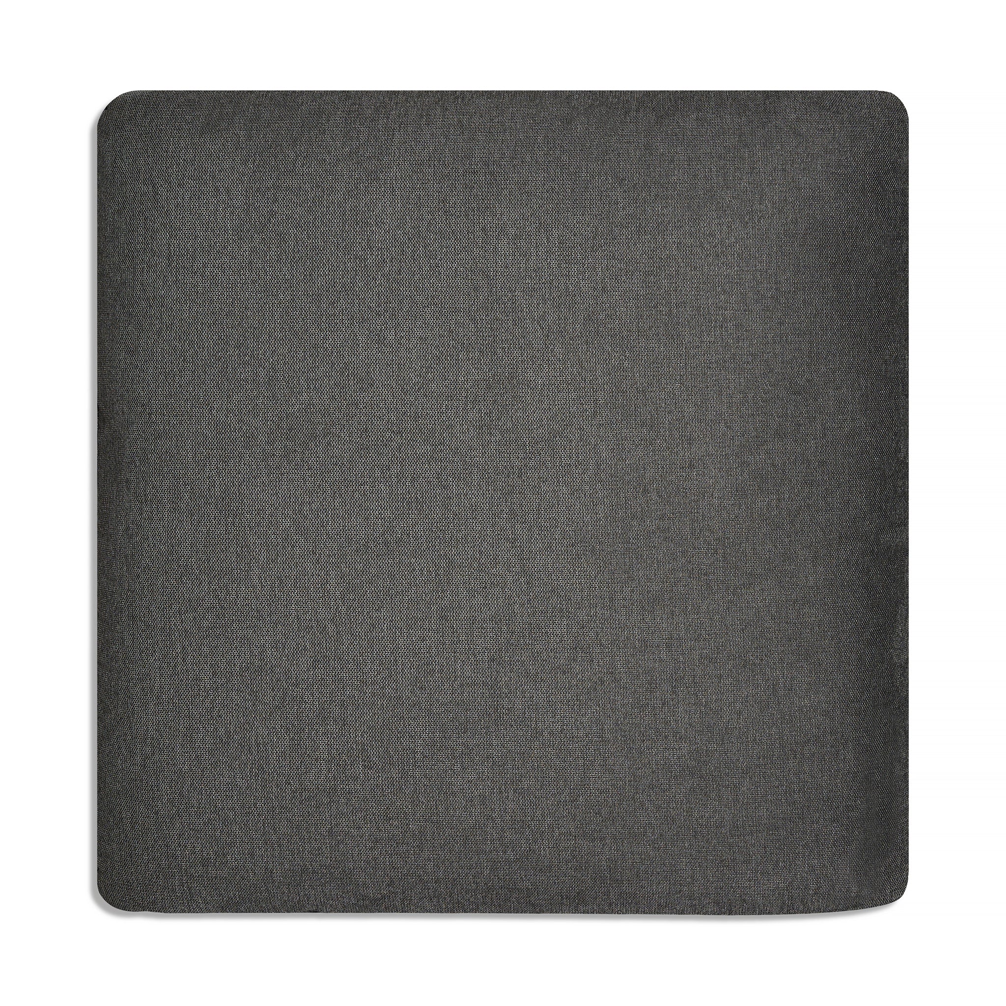 A gray, square My Cloud Slope 30 Ottoman features rounded edges and is set against a white background. The fabric looks soft and textured, offering ultimate comfort in furniture design.