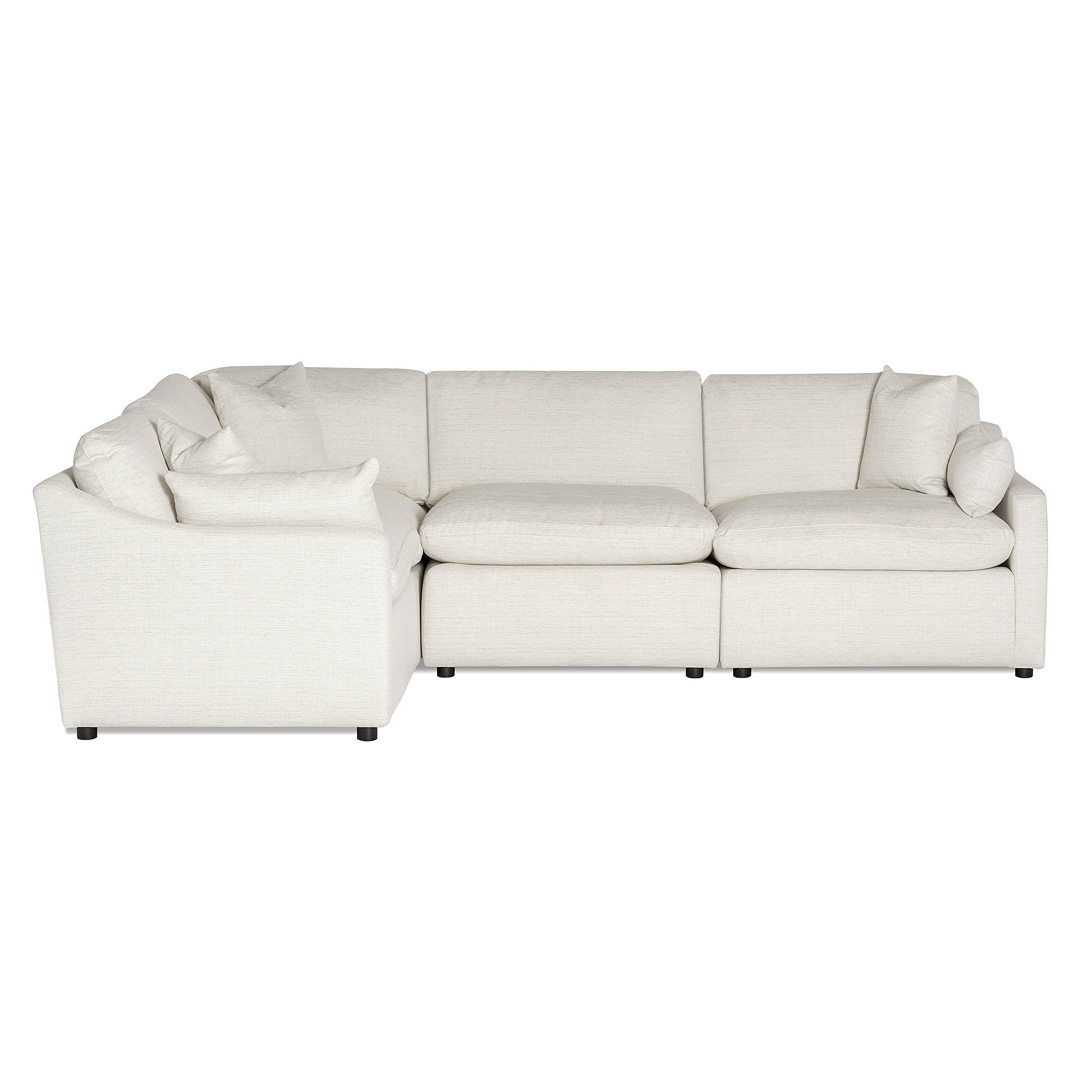 The My Cloud Slope 4 Piece Left L is a beige, L-shaped sectional sofa with plush seating and armrests, set against a white background. Its soft, comfortable upholstery makes it perfect for a living room, embodying the ultimate sofa experience.