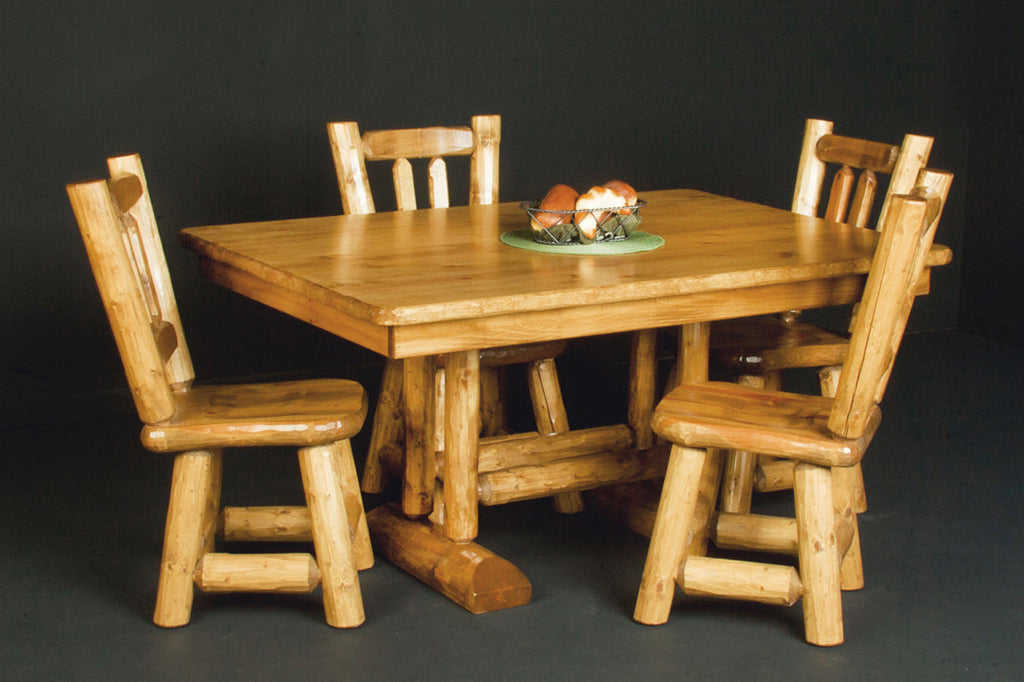 Log Trestle Table with chairs