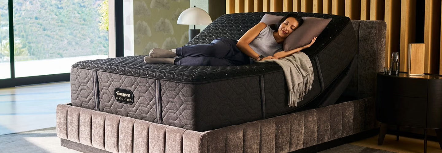 Beautyrest Black Luxury Adjustable Base in adjusted position