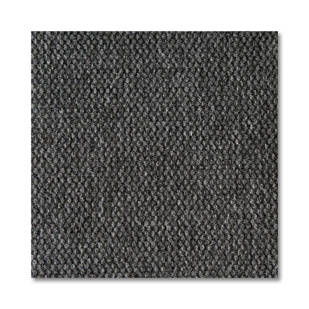 A close-up of a textured dark gray carpet reveals a tightly woven pattern with a uniform, slightly speckled look. The surface appears soft yet durable, similar to the My Cloud Slope Loveseat customizable furniture, showcasing subtle variations in shades of gray.