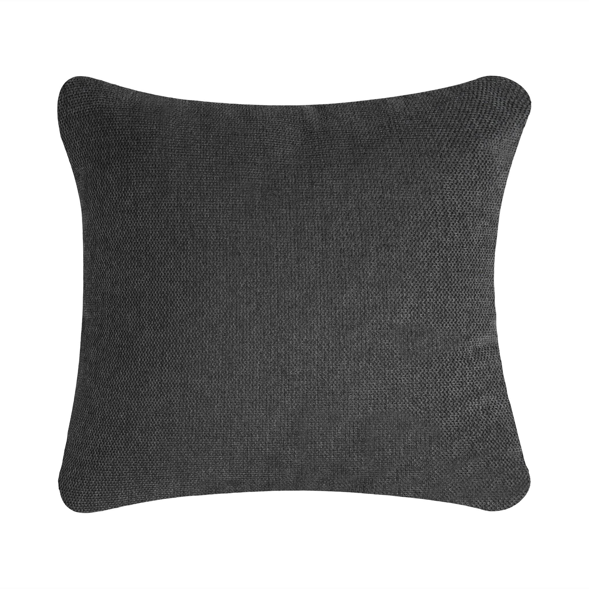 The My Cloud Slope Pillow, featuring a textured polyester surface in dark gray, appears against a white background. Its slightly curved edges give it a plush and versatile look, adding comfort to any decor.