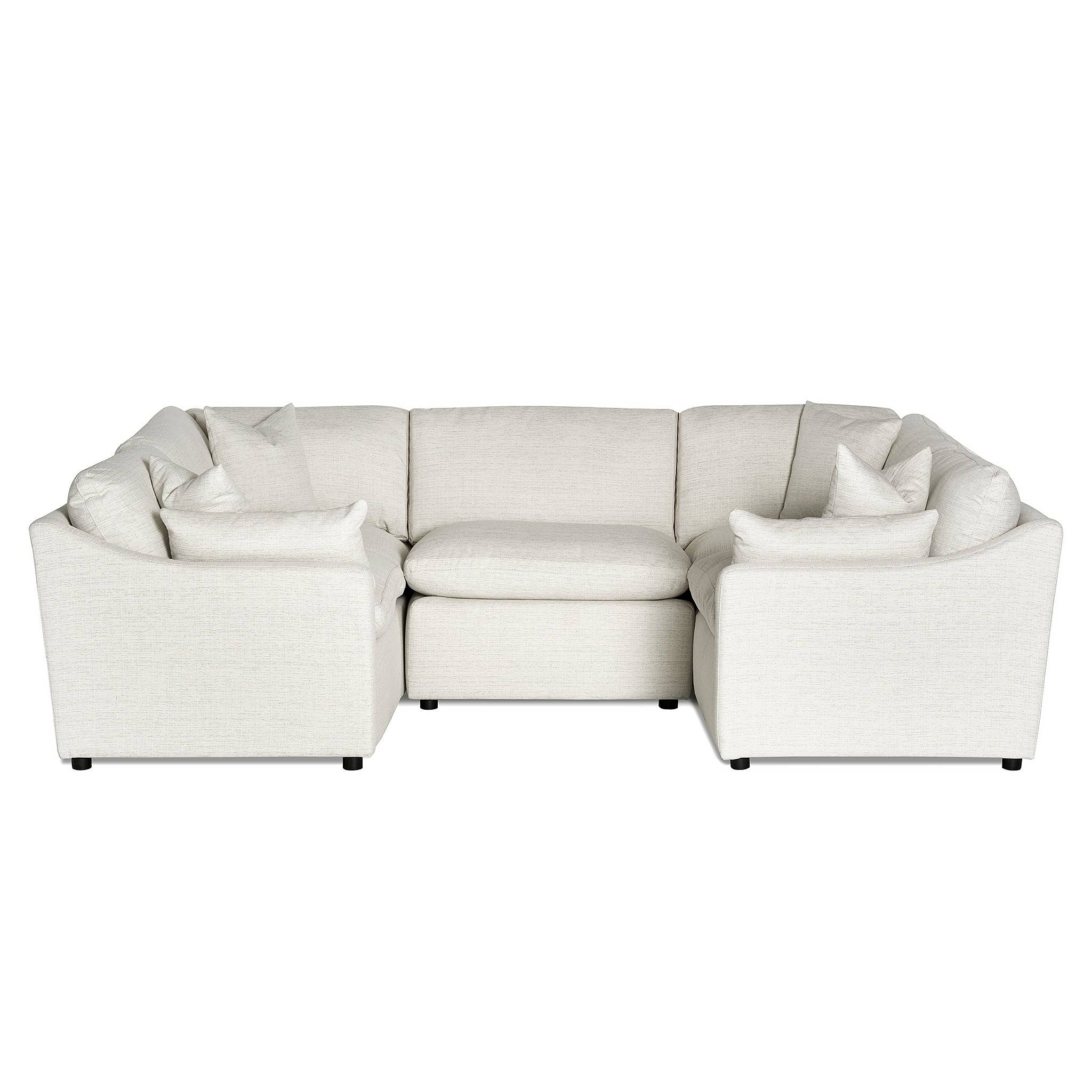 The My Cloud / Slope Arm is a light gray U-shaped sectional sofa featuring eight plush cushions, wide armrests, and a contemporary design. Positioned against a white background to highlight its clean look, it offers machine-washable covers for added practicality.