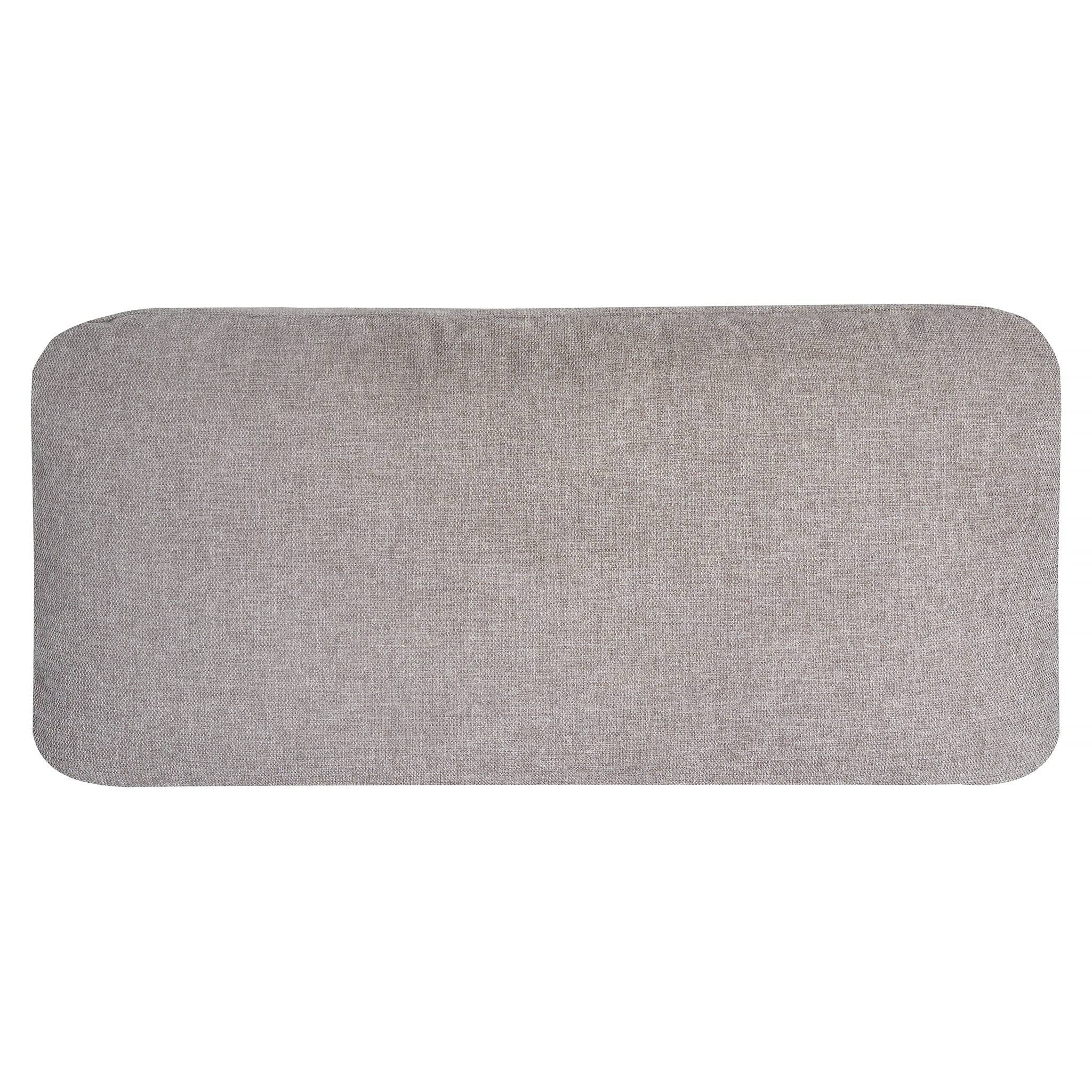 A rectangular cushioned headboard in light gray fabric with rounded corners, seen front-on. Its chic, subtle texture effortlessly complements any decor and pairs beautifully with the My Cloud Slope Cushion Cover for a harmonious look.