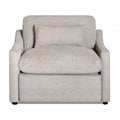 The My Cloud Slope Power Recliner is a plush, light gray armchair with clean lines, low armrests, a thick cushion, and a matching rectangular pillow. Its soft, textured fabric and modern design offer customizable options to suit your style preferences.