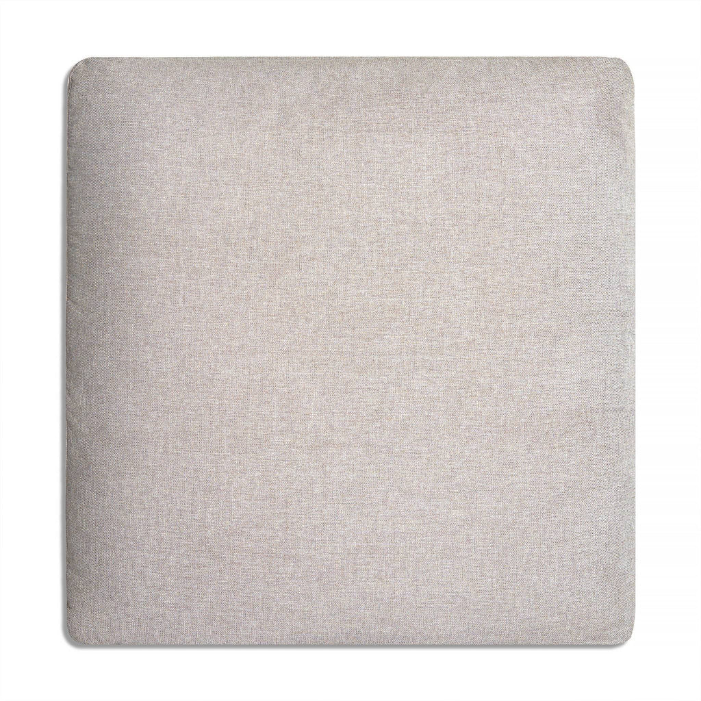The My Cloud / Slope Arm is a square beige-gray fabric cushion featuring a slightly textured surface, perfect for sectionals. With softly rounded edges and tightly stretched fabric, its neutral color offers a minimalist look. Machine-washable covers ensure easy maintenance.