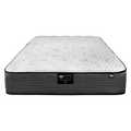 The My Cloud Mattress / 300 Plush showcases a textured white top with dark gray sides against a pristine backdrop. Its label, featuring text and logos, suggests the promise of affordable luxury and superior comfort for discerning sleepers.